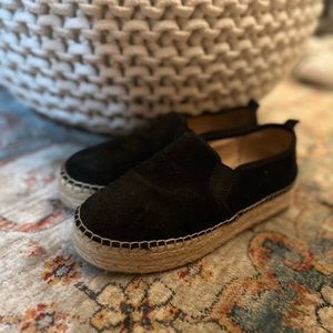 Sam Edelman slip on Espadrilles sued ish black approx 1.5 inch height 8.5 M